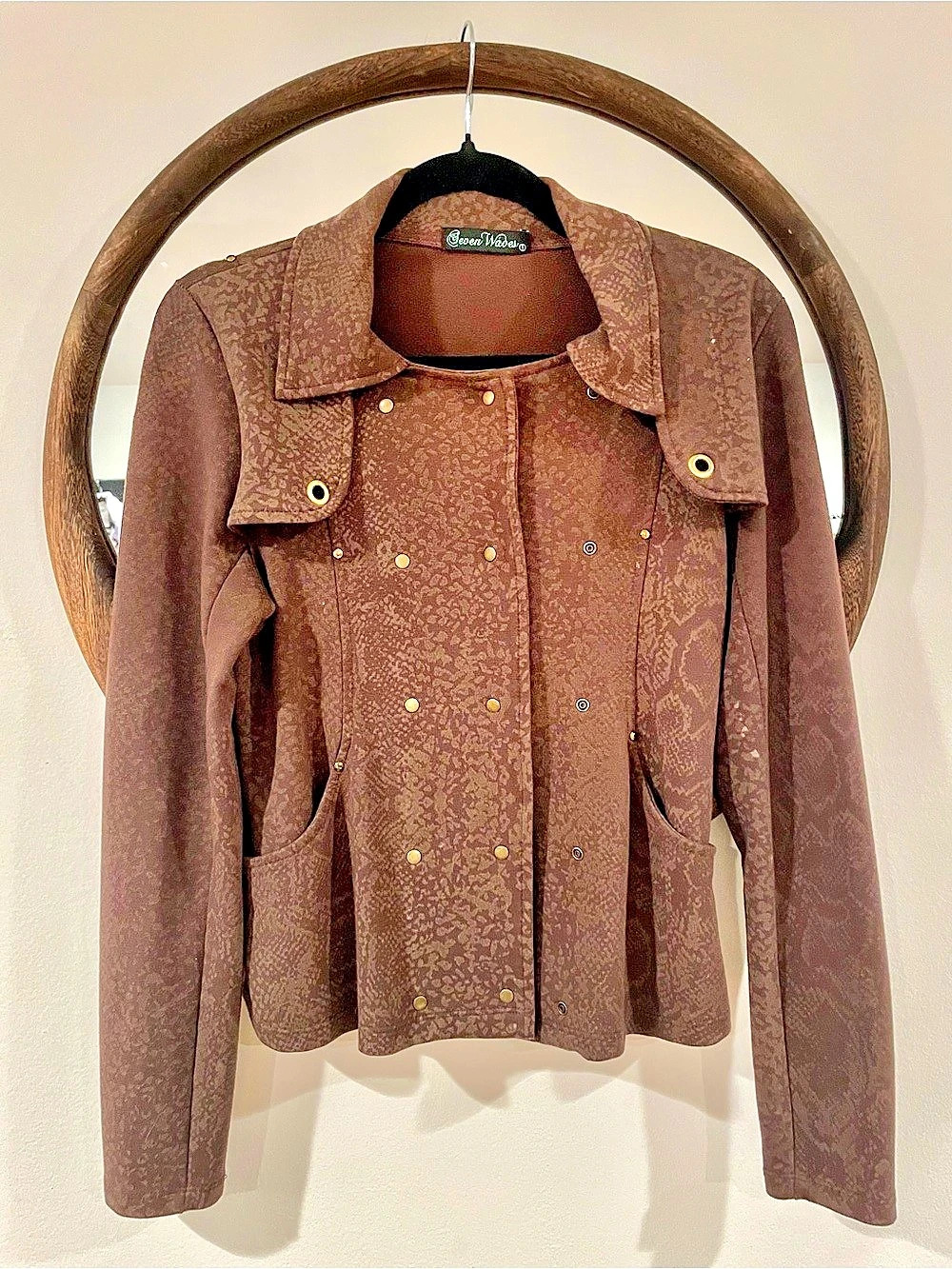 Seven Waves Embroidered Brown Utility Jacket